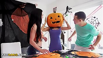 Milf Tia Cyrus Gets Her Head Stuck In A Pumpkin And Gets Wet