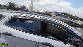 Watch As The Brazilian Pornstar Gives A Blowjob In A Moving Car