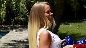 Busty Cheerleader Takes On A Big Cock