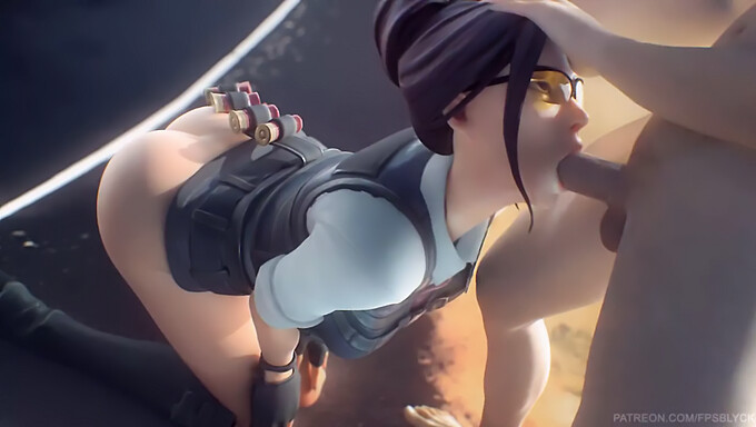 Geile Knieën Van Rook: Busty Fortnite Girl Geeft Een Blowjob In De Animatie